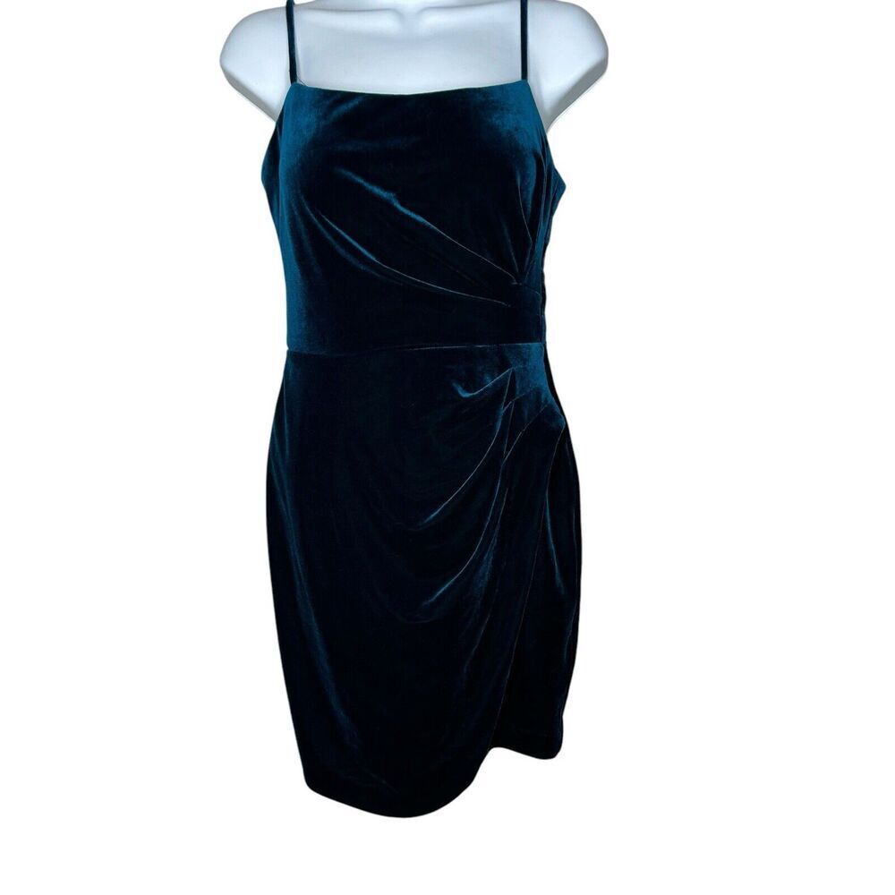 Aqua Formal Dress Womens 4 Velvet Ruched Blue Holiday NYE Glam Bloomingdales